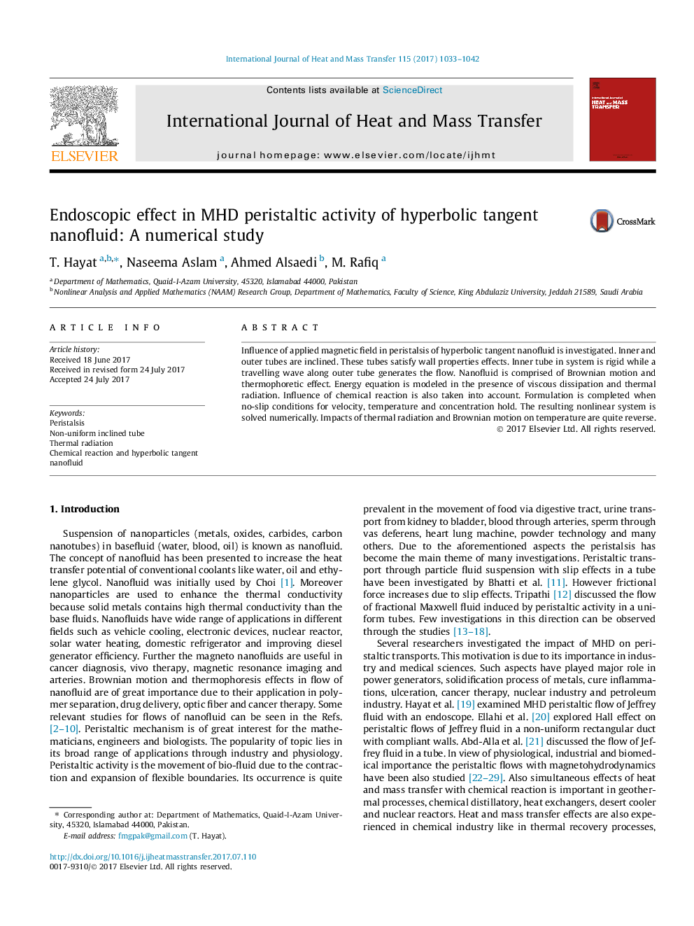 Endoscopic effect in MHD peristaltic activity of hyperbolic tangent nanofluid: A numerical study