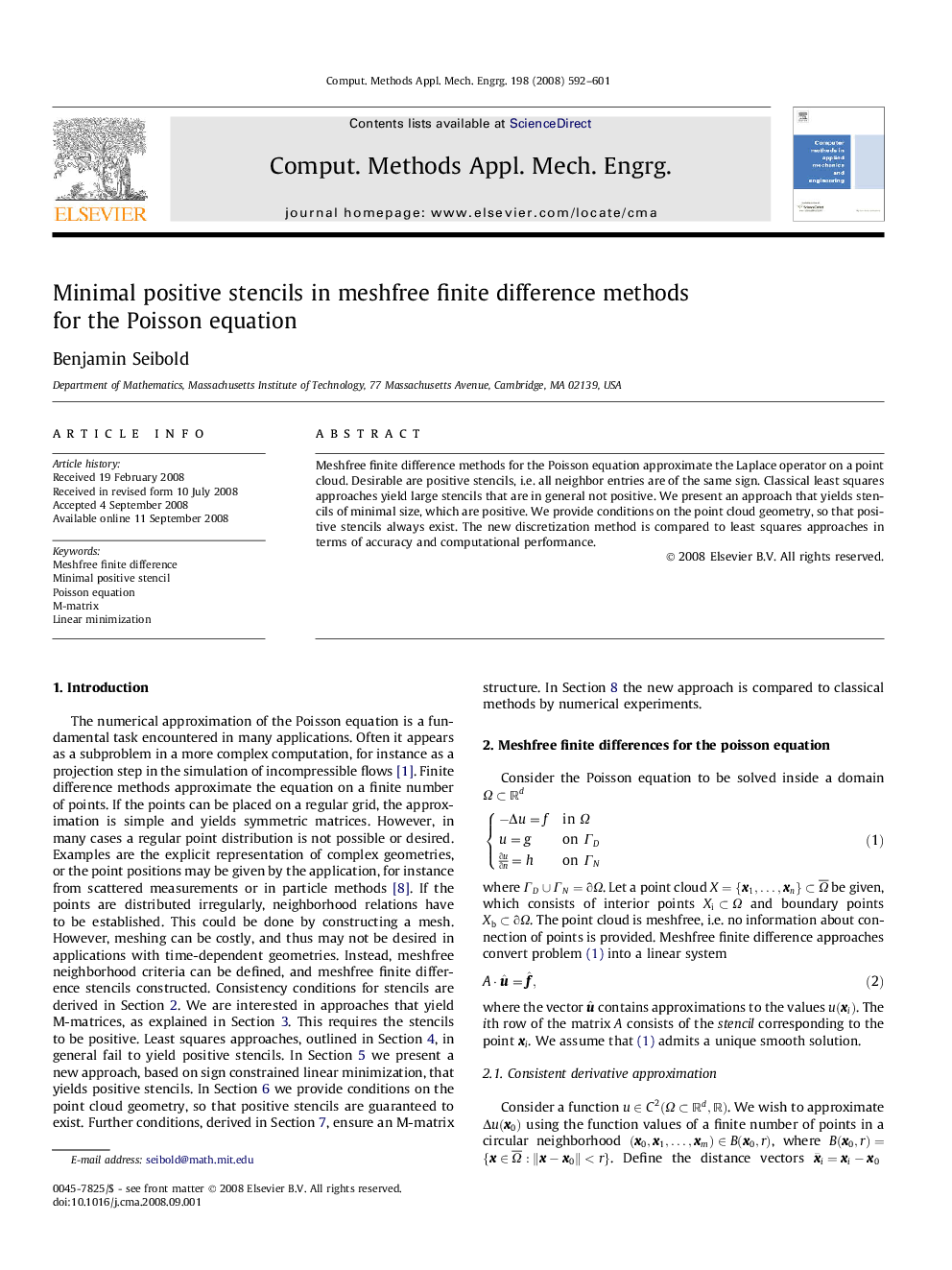 Minimal positive stencils in meshfree finite difference methods for the Poisson equation