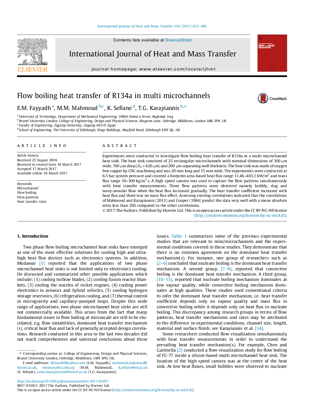 Flow boiling heat transfer of R134a in multi microchannels