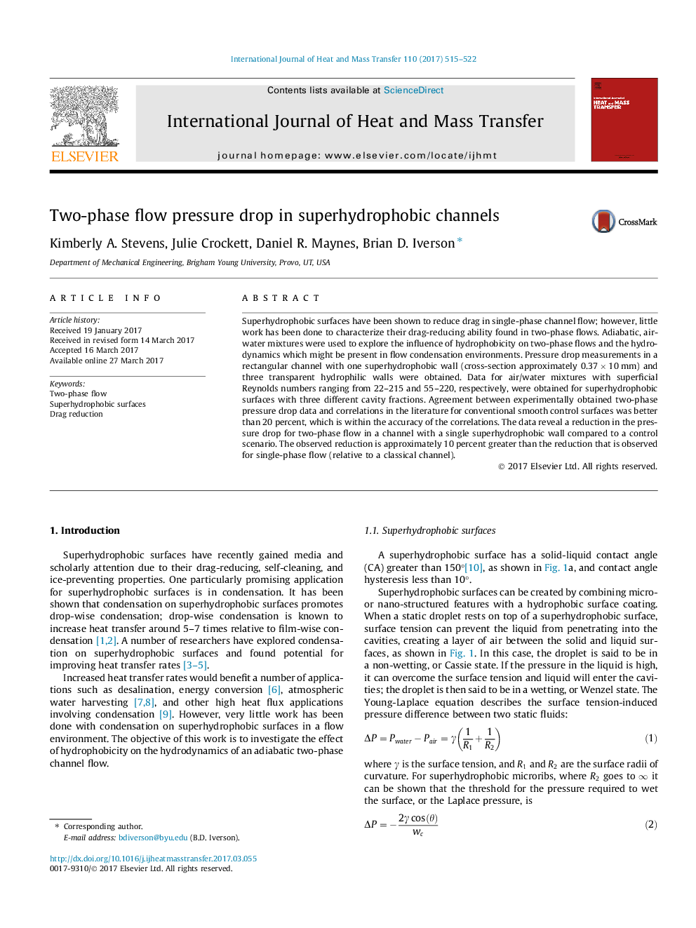 Two-phase flow pressure drop in superhydrophobic channels