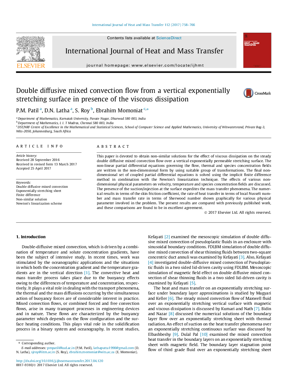 Double diffusive mixed convection flow from a vertical exponentially stretching surface in presence of the viscous dissipation