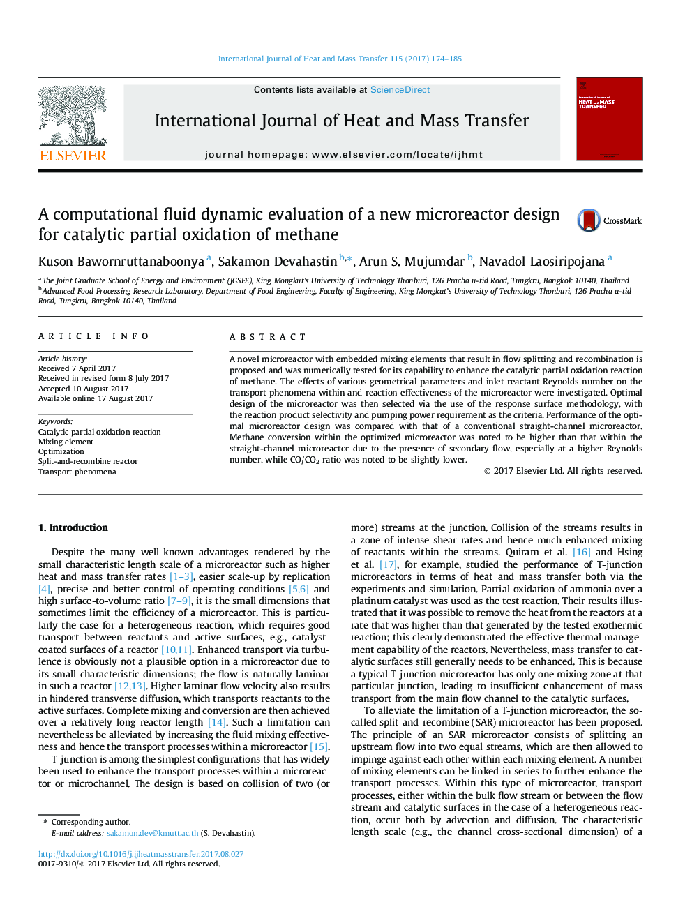 A computational fluid dynamic evaluation of a new microreactor design for catalytic partial oxidation of methane