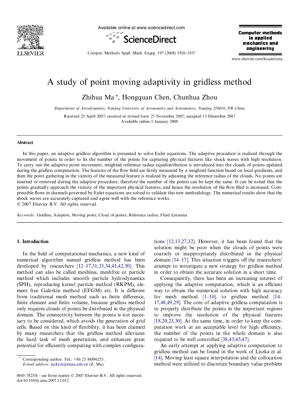 A study of point moving adaptivity in gridless method