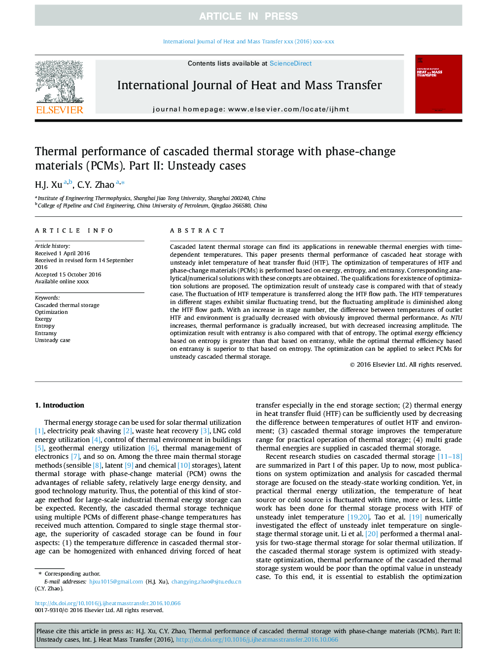 Thermal performance of cascaded thermal storage with phase-change materials (PCMs). Part II: Unsteady cases