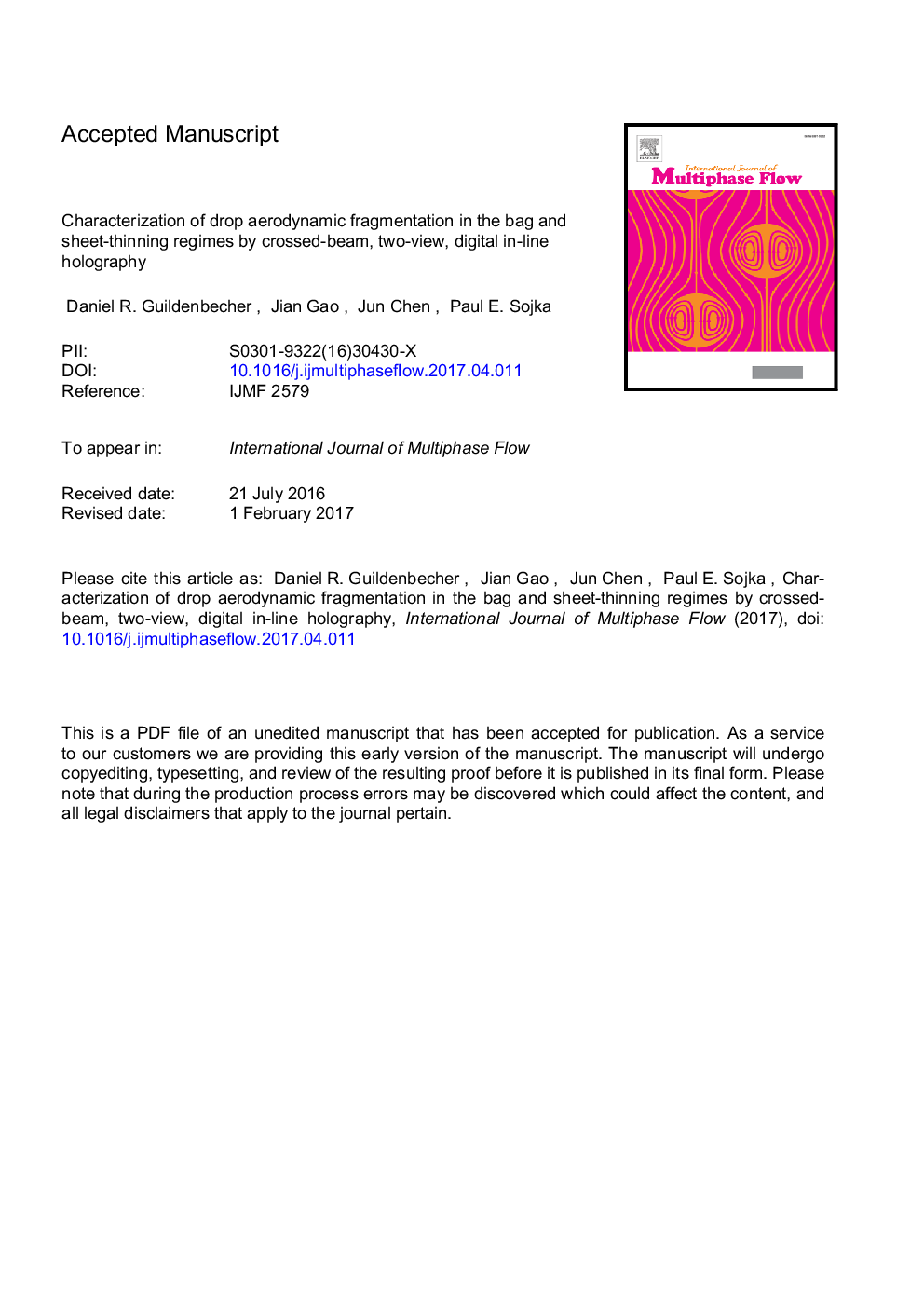 Characterization of drop aerodynamic fragmentation in the bag and sheet-thinning regimes by crossed-beam, two-view, digital in-line holography