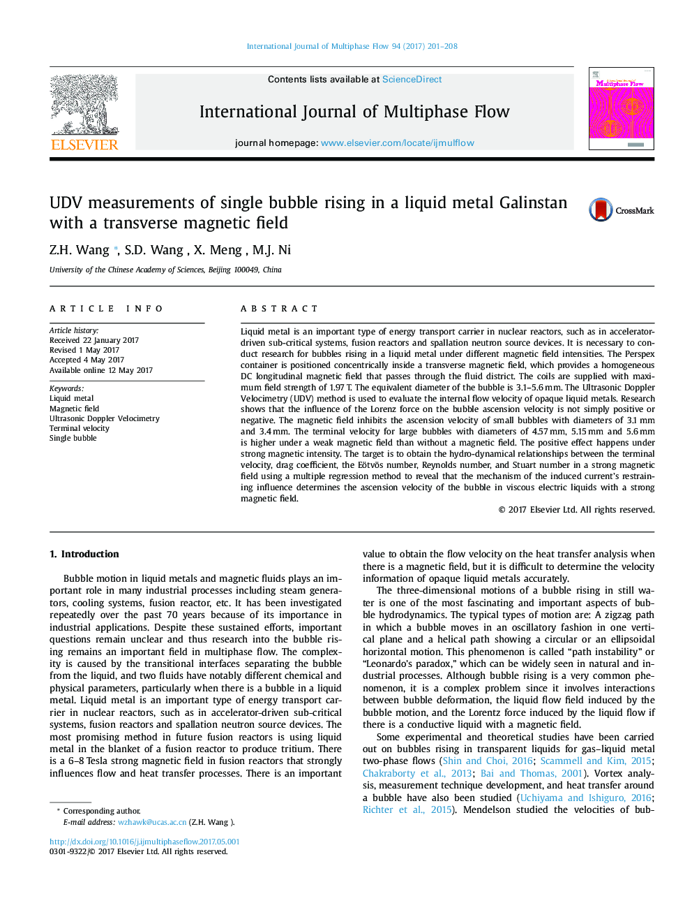 UDV measurements of single bubble rising in a liquid metal Galinstan with a transverse magnetic field