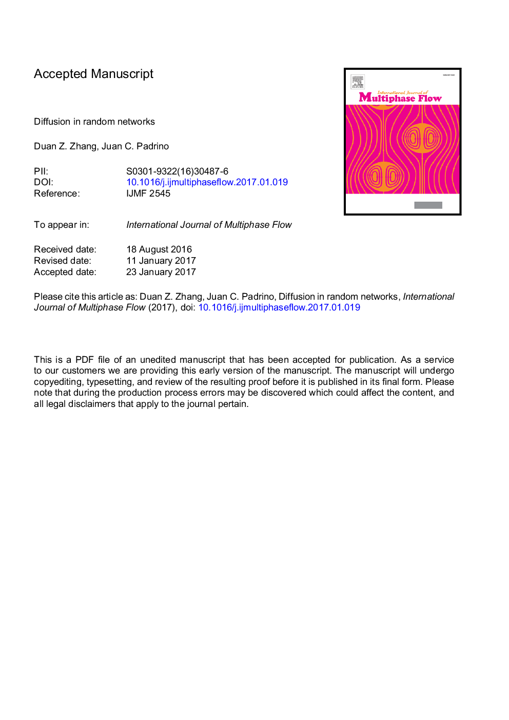 Diffusion in random networks