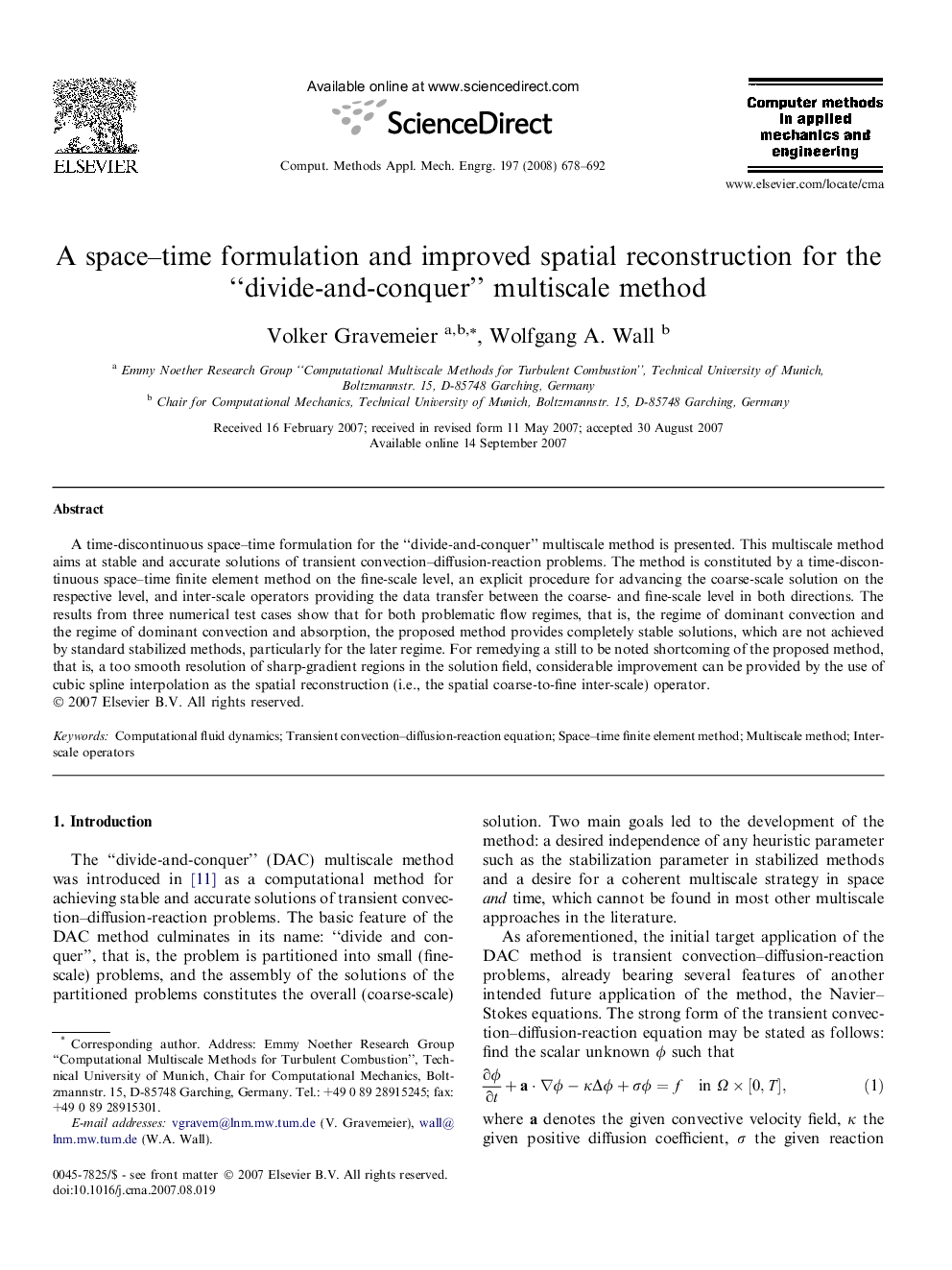 A space–time formulation and improved spatial reconstruction for the “divide-and-conquer” multiscale method