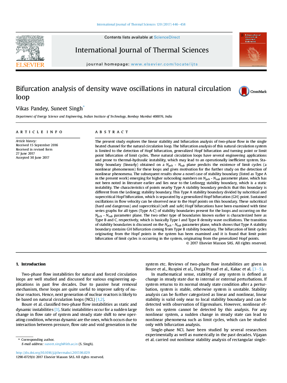 Bifurcation analysis of density wave oscillations in natural circulation loop