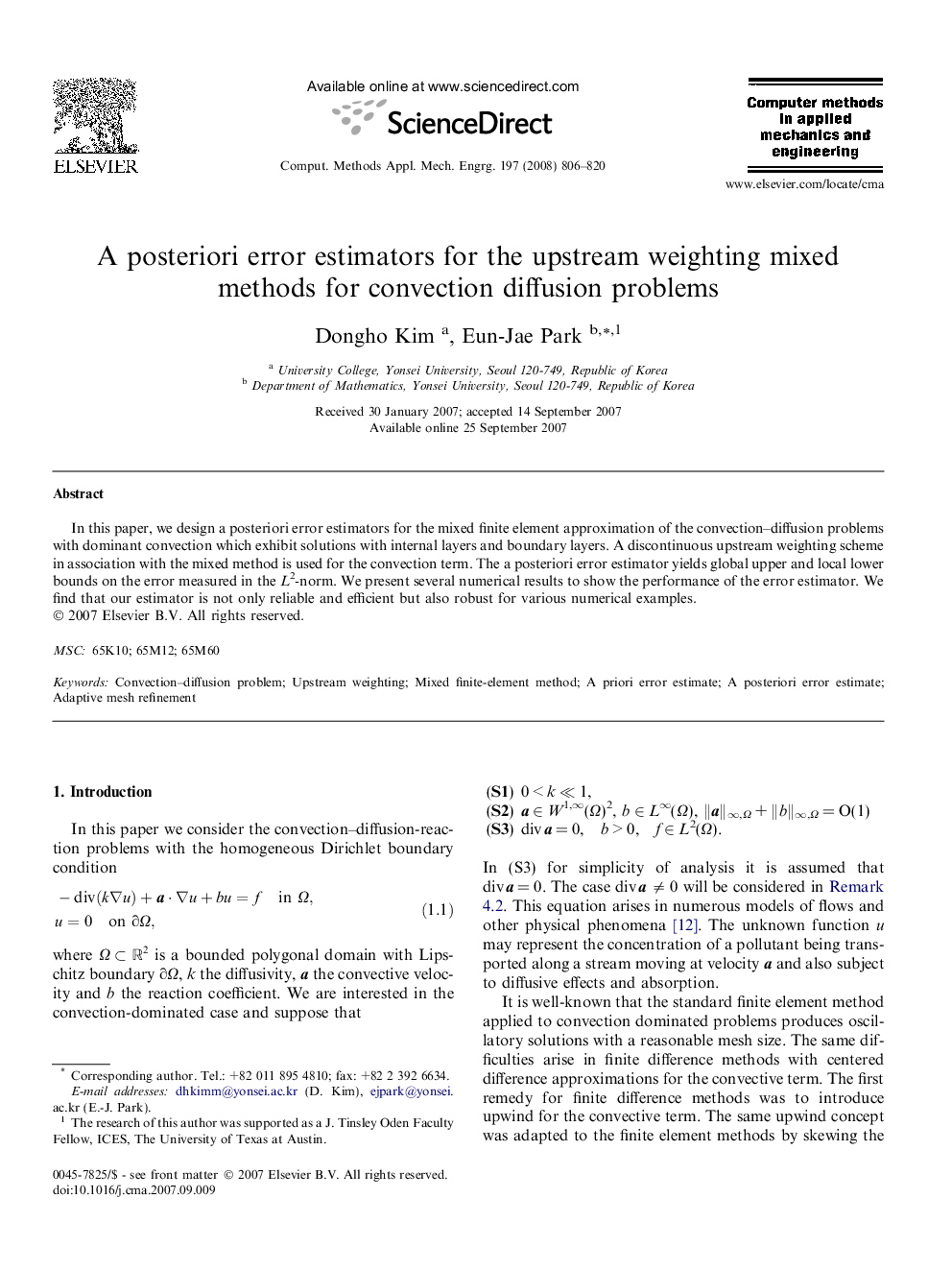 A posteriori error estimators for the upstream weighting mixed methods for convection diffusion problems