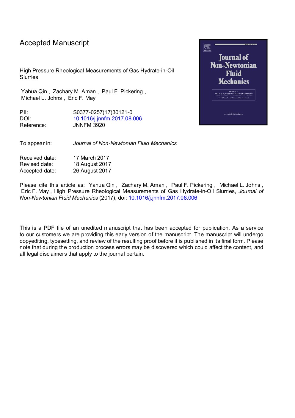 High pressure rheological measurements of gas hydrate-in-oil slurries