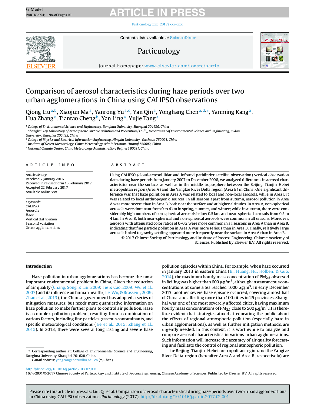 Comparison of aerosol characteristics during haze periods over two urban agglomerations in China using CALIPSO observations