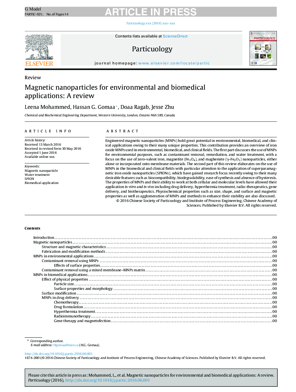 نانوذرات مغناطیسی برای کاربردهای زیست محیطی و محیطی: یک بررسی 