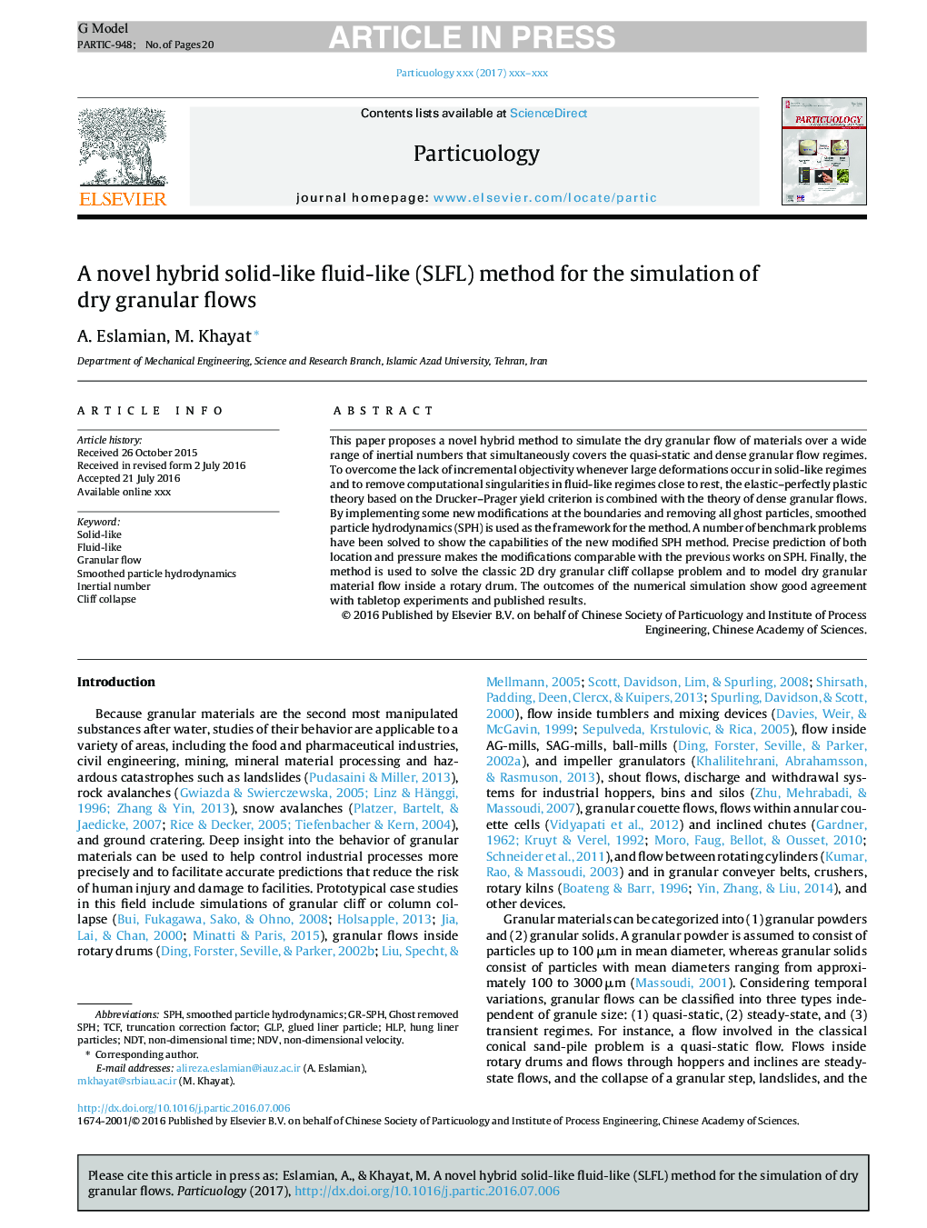 A novel hybrid solid-like fluid-like (SLFL) method for the simulation of dry granular flows