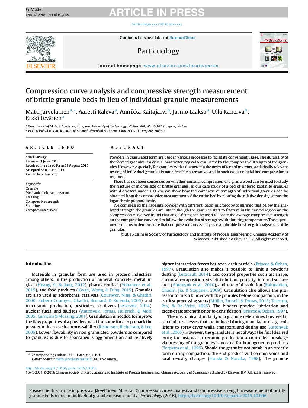 Compression curve analysis and compressive strength measurement of brittle granule beds in lieu of individual granule measurements