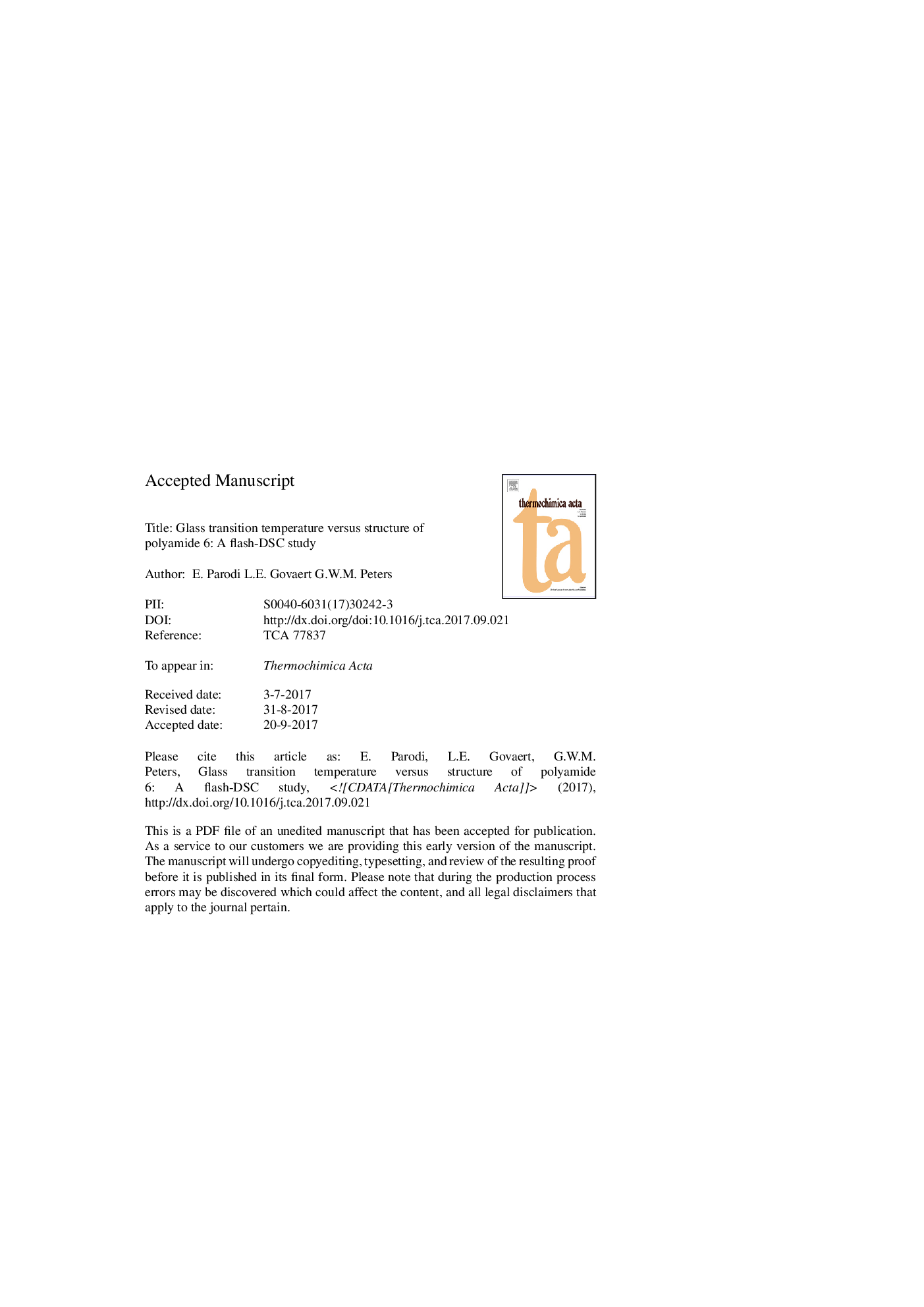 Glass transition temperature versus structure of polyamide 6: A flash-DSC study