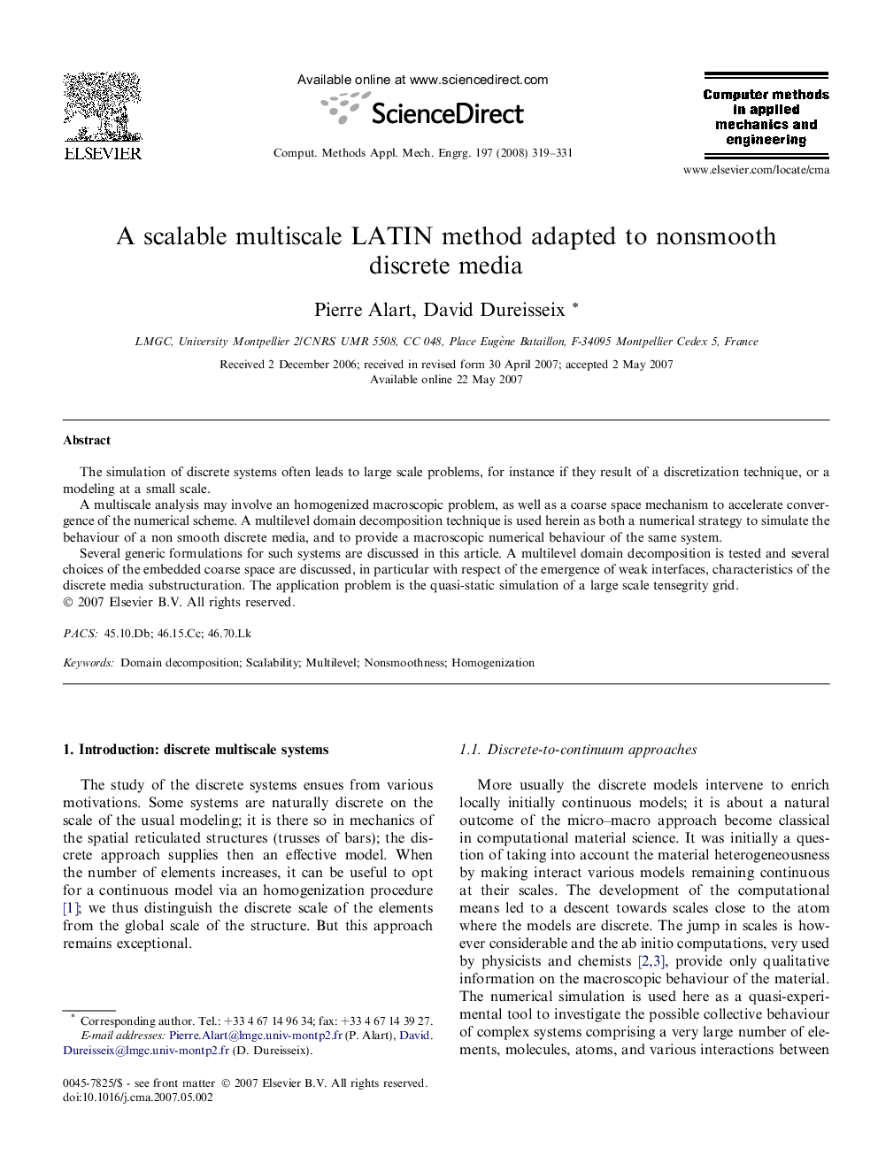 A scalable multiscale LATIN method adapted to nonsmooth discrete media