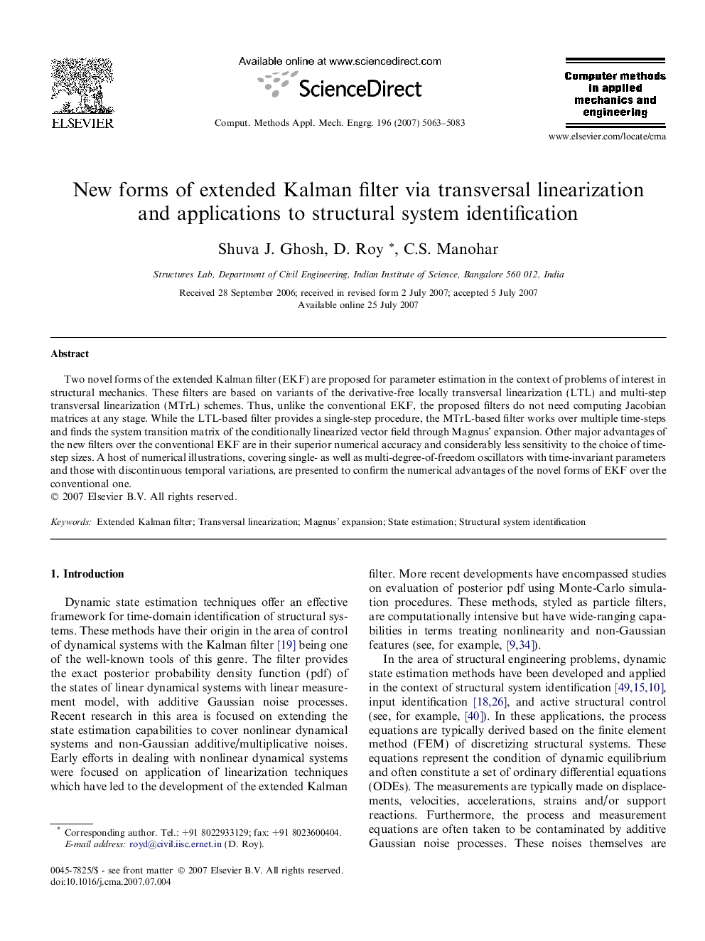 New forms of extended Kalman filter via transversal linearization and applications to structural system identification