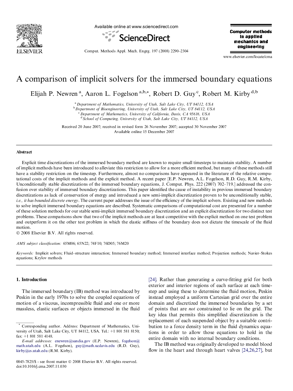 A comparison of implicit solvers for the immersed boundary equations