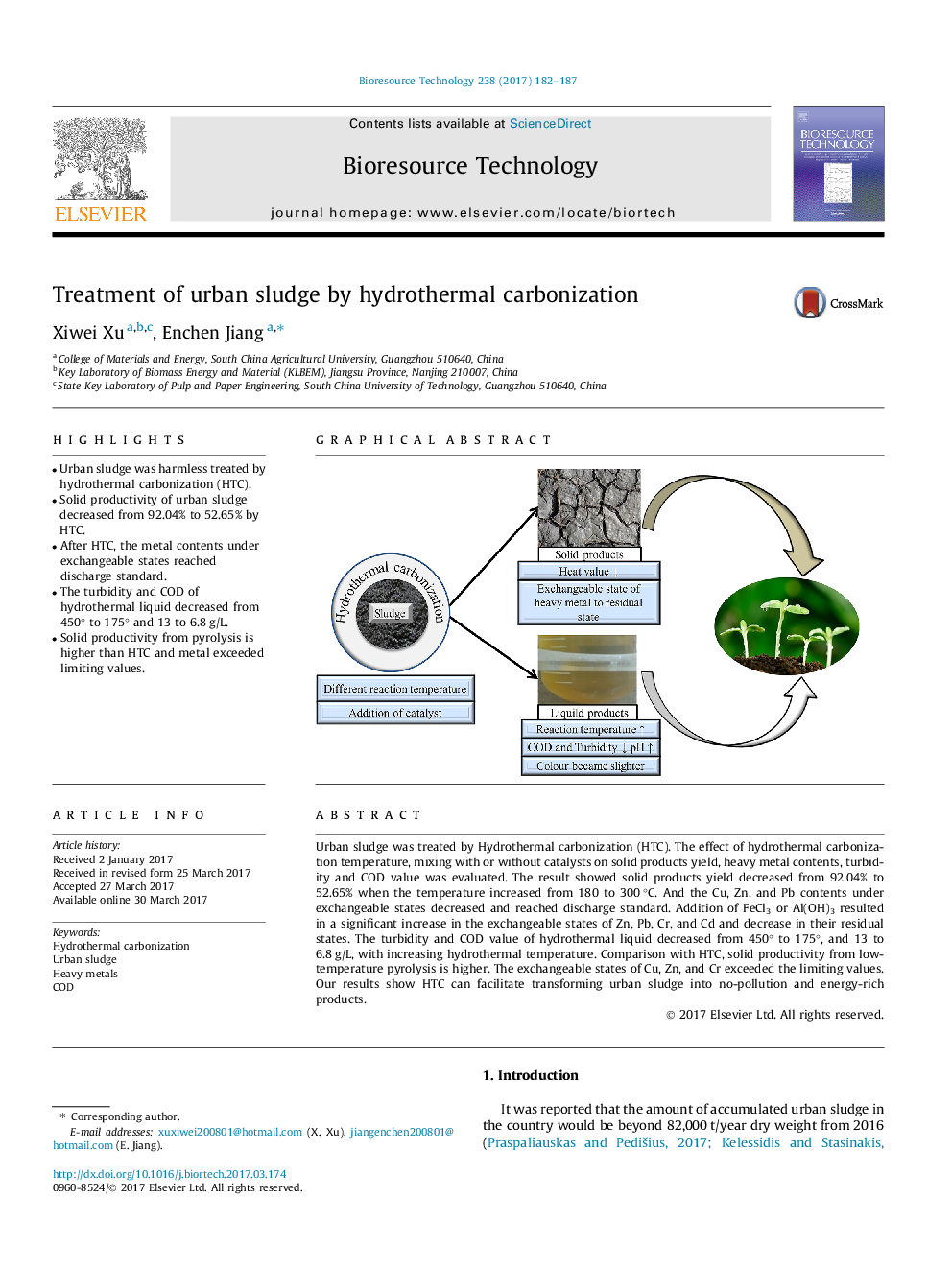 Treatment of urban sludge by hydrothermal carbonization