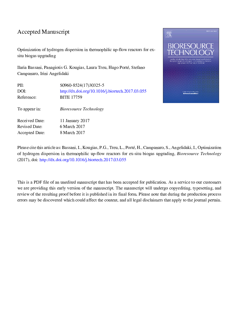 Optimization of hydrogen dispersion in thermophilic up-flow reactors for ex situ biogas upgrading