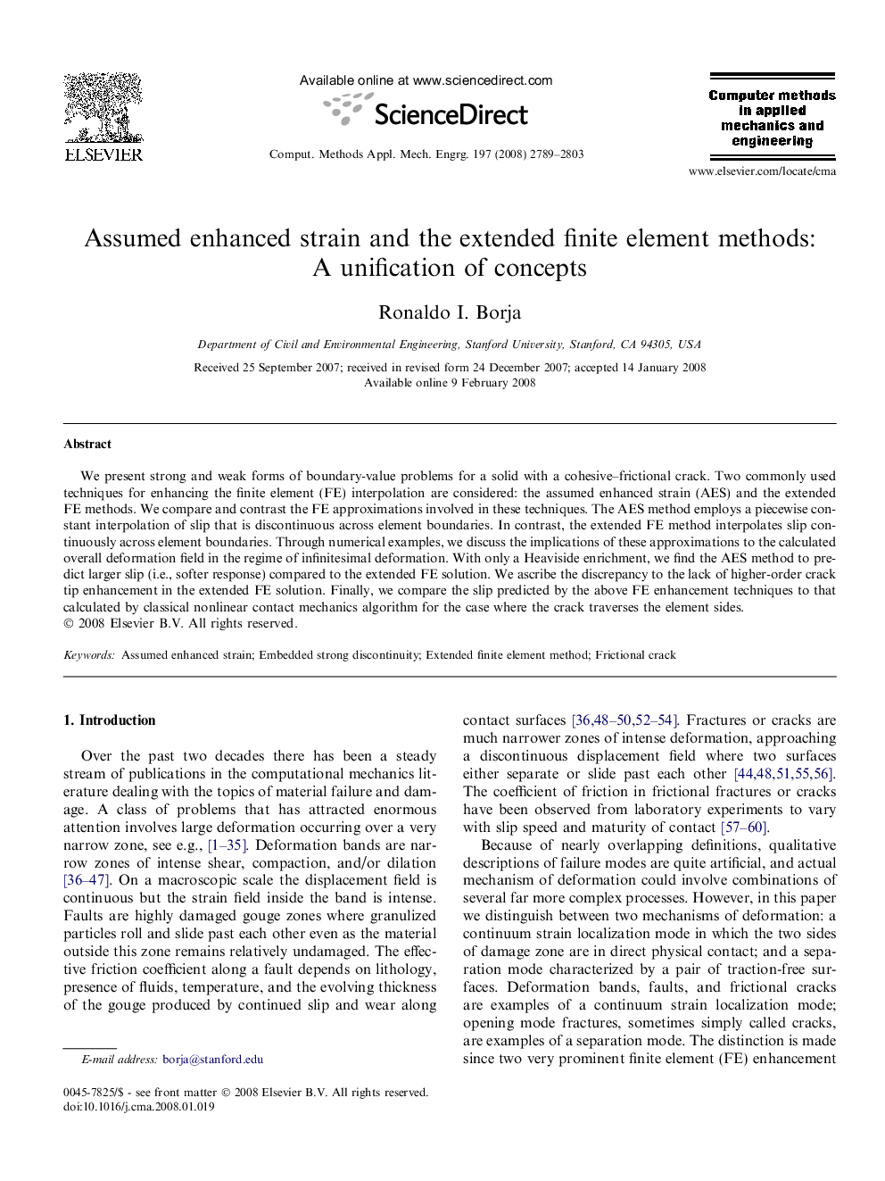Assumed enhanced strain and the extended finite element methods: A unification of concepts