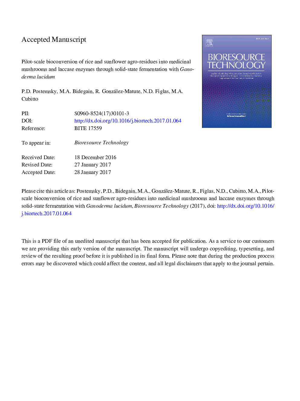 Pilot-scale bioconversion of rice and sunflower agro-residues into medicinal mushrooms and laccase enzymes through solid-state fermentation with Ganoderma lucidum