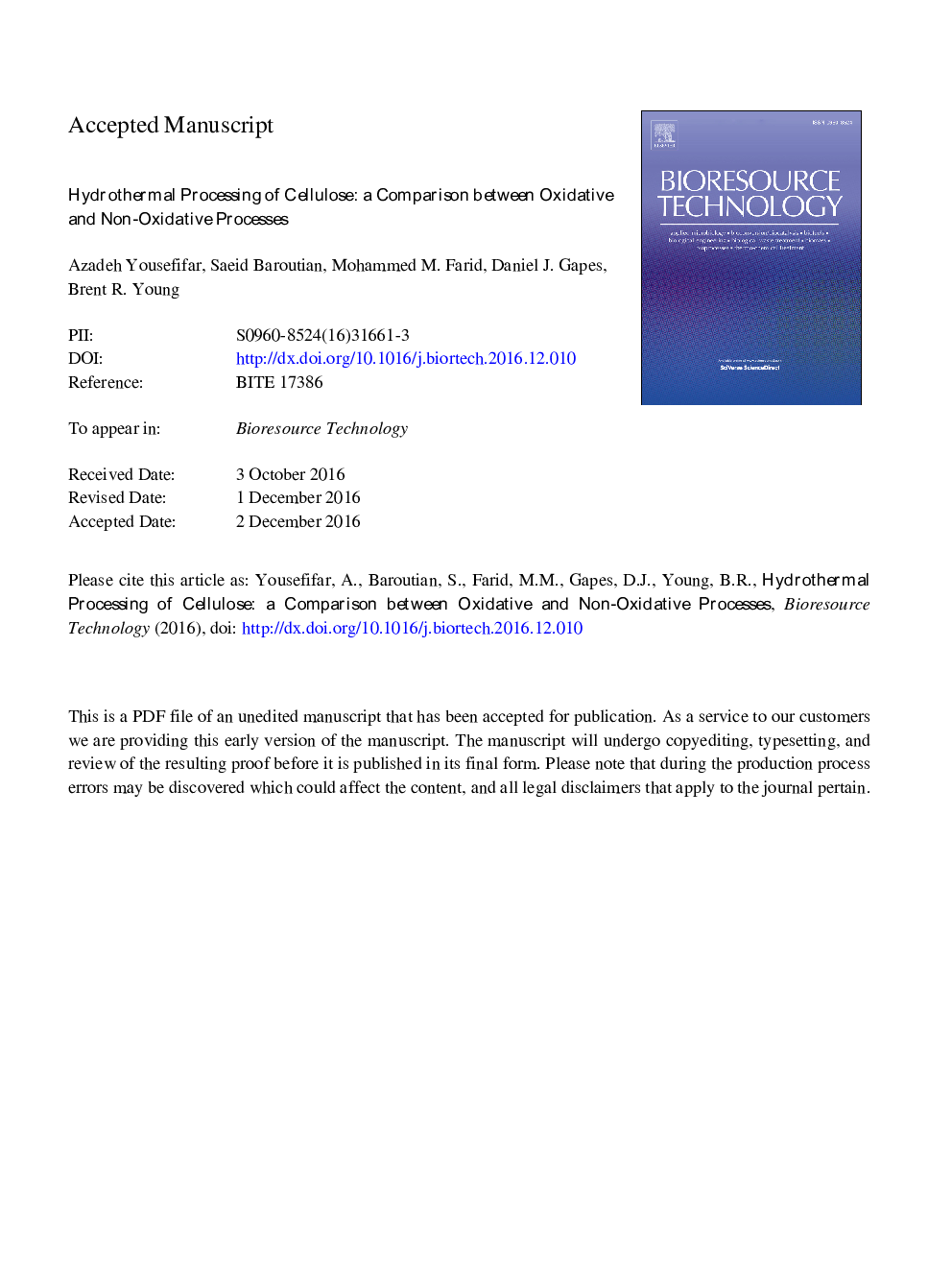 Hydrothermal processing of cellulose: A comparison between oxidative and non-oxidative processes