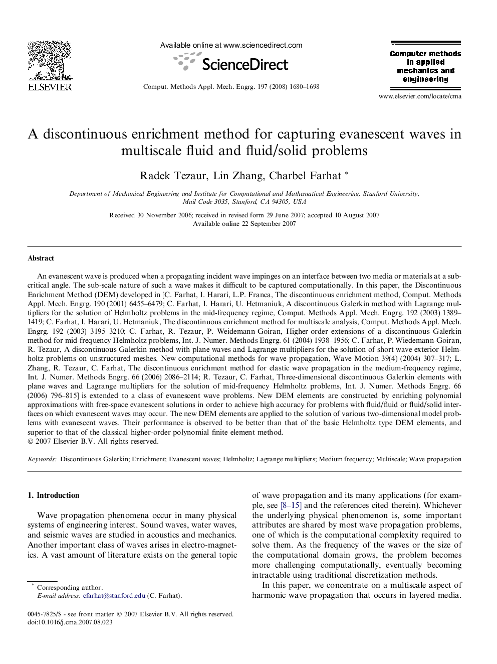 A discontinuous enrichment method for capturing evanescent waves in multiscale fluid and fluid/solid problems