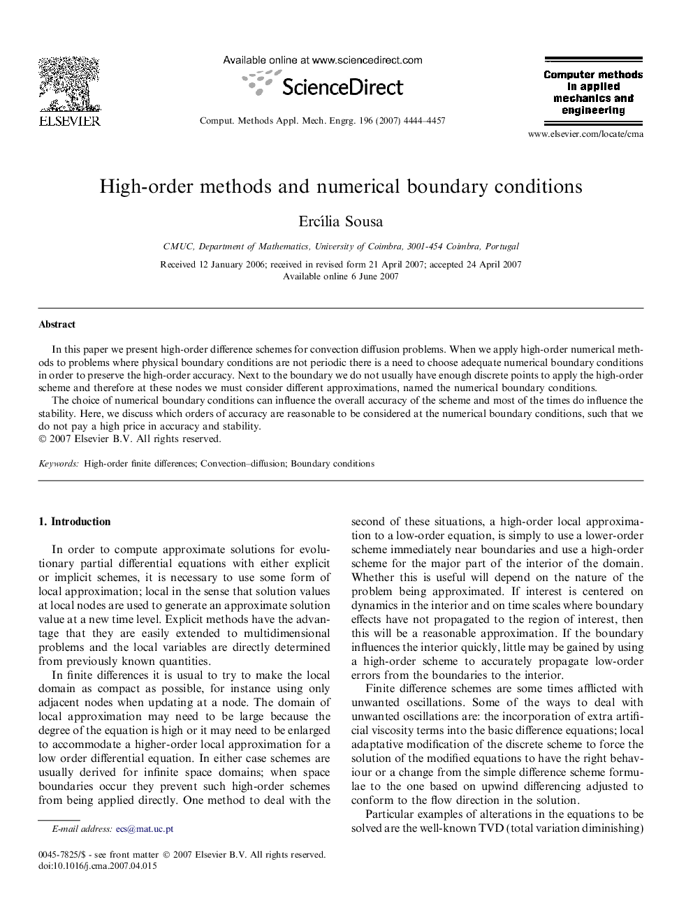 High-order methods and numerical boundary conditions