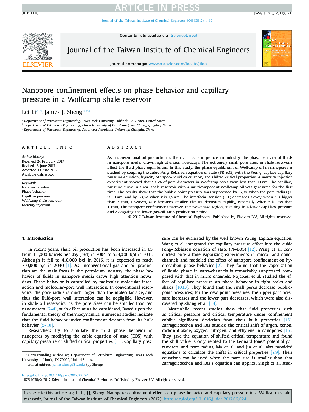 Nanopore confinement effects on phase behavior and capillary pressure in a Wolfcamp shale reservoir