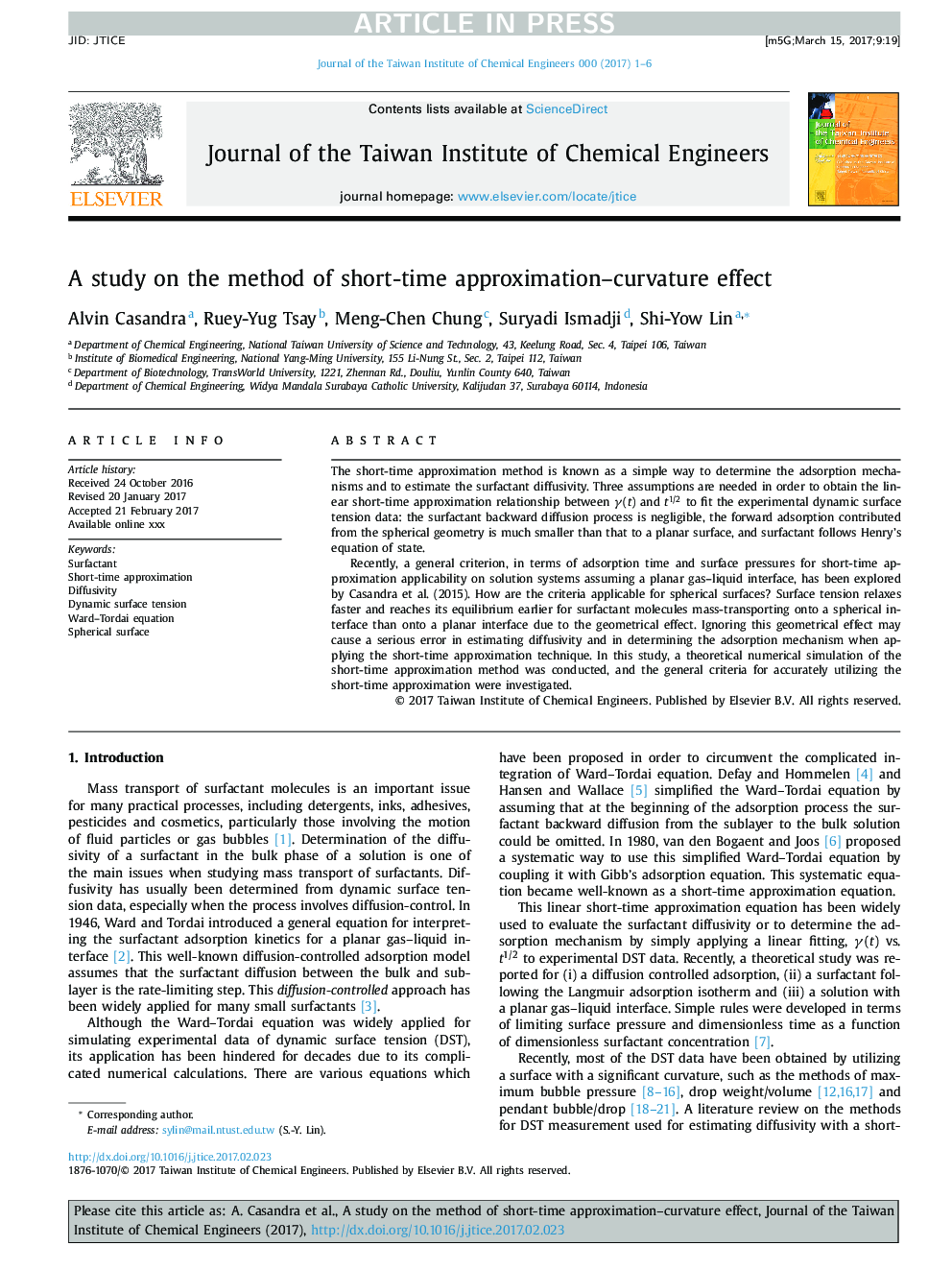 A study on the method of short-time approximation-curvature effect