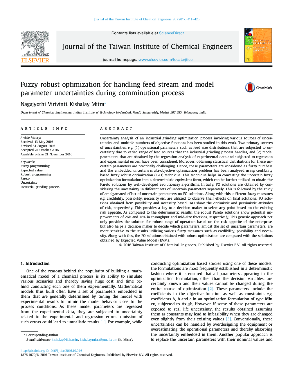 Fuzzy robust optimization for handling feed stream and model parameter uncertainties during comminution process