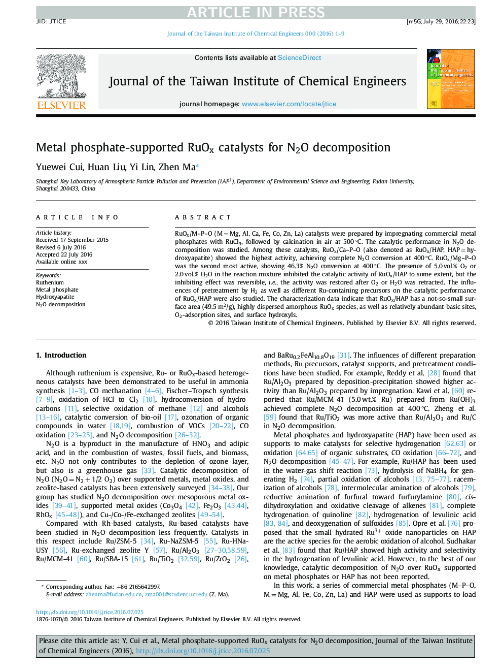 Metal phosphate-supported RuOx catalysts for N2O decomposition
