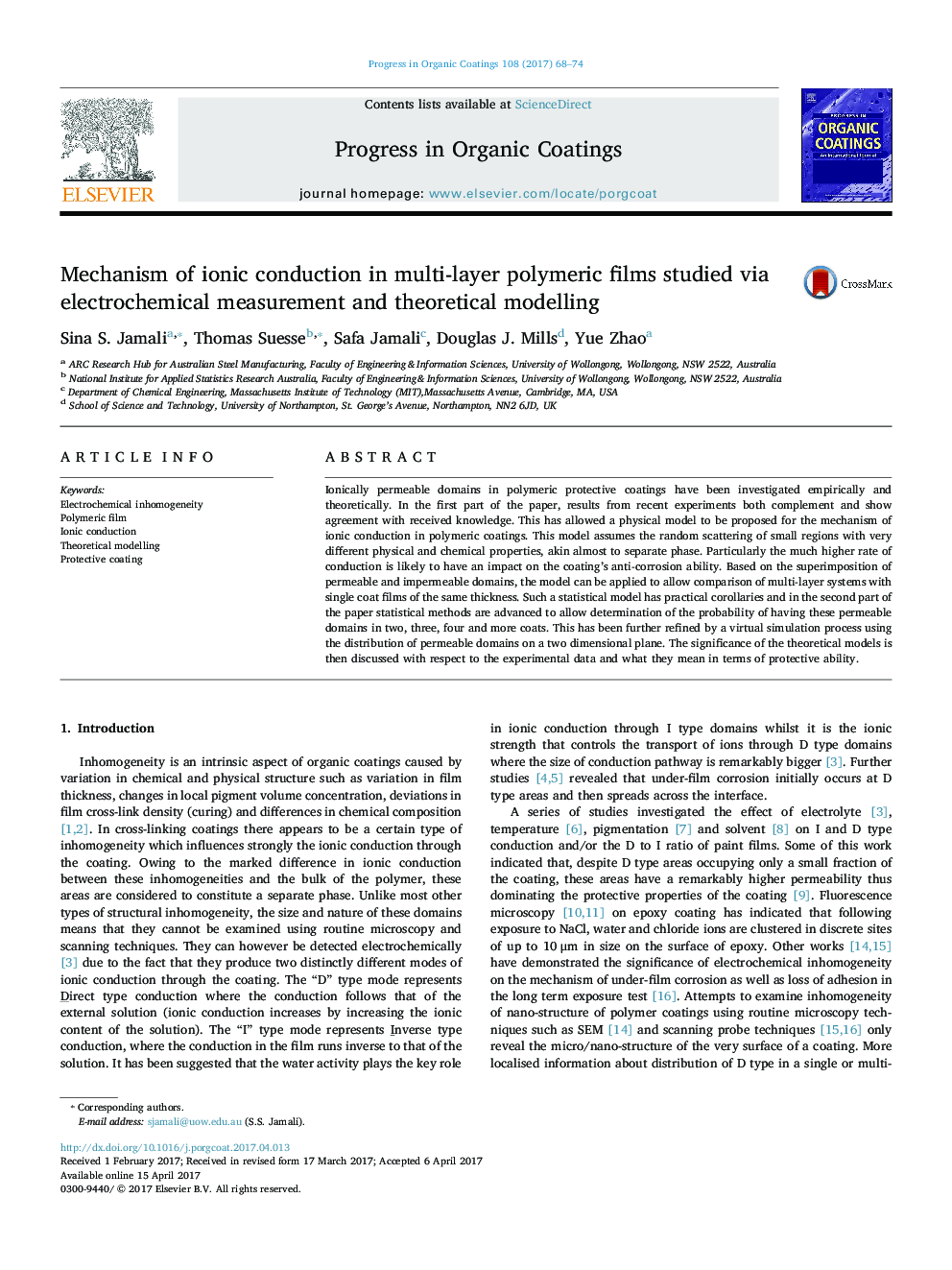 Mechanism of ionic conduction in multi-layer polymeric films studied via electrochemical measurement and theoretical modelling