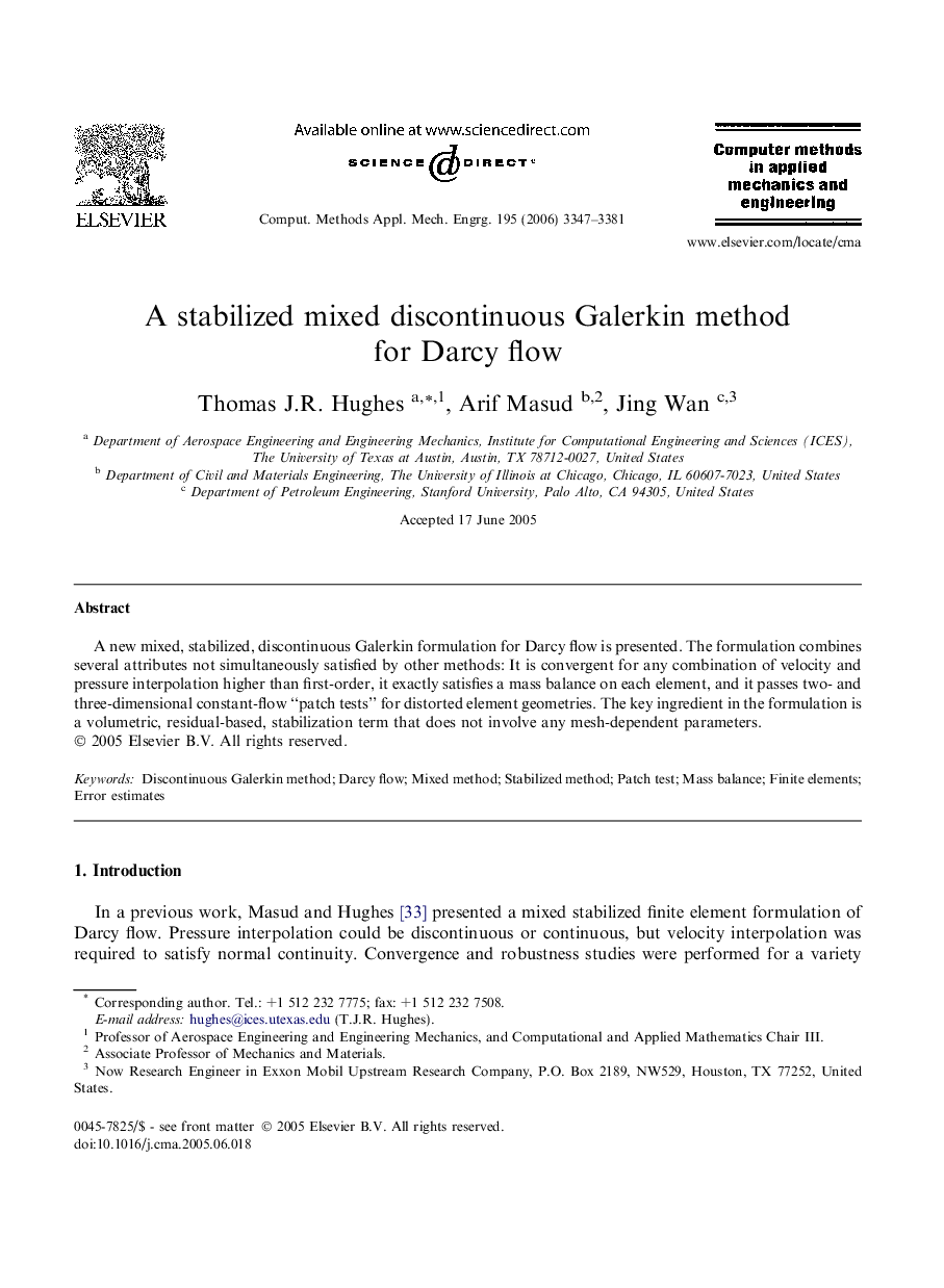A stabilized mixed discontinuous Galerkin method for Darcy flow