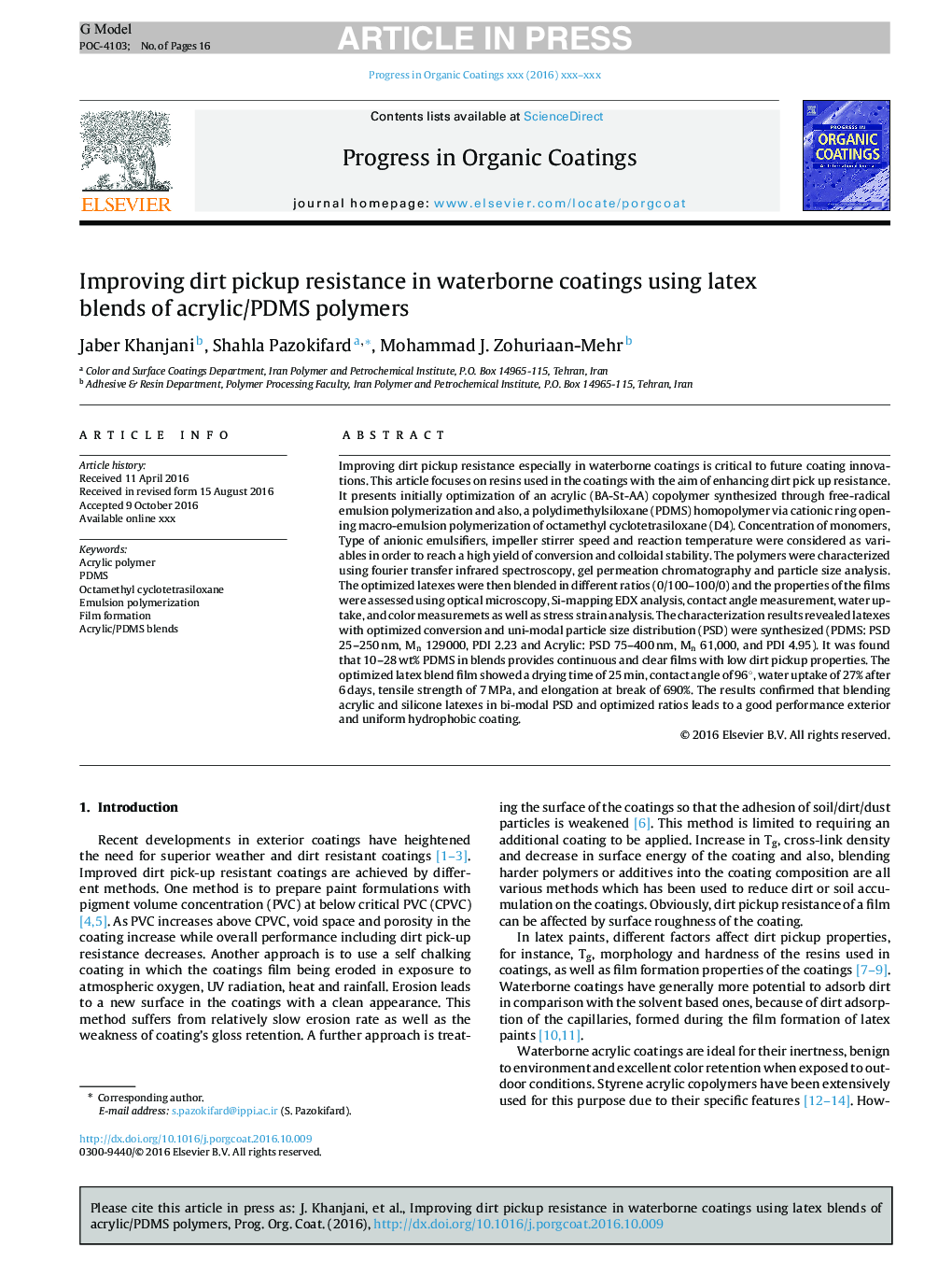 Improving dirt pickup resistance in waterborne coatings using latex blends of acrylic/PDMS polymers