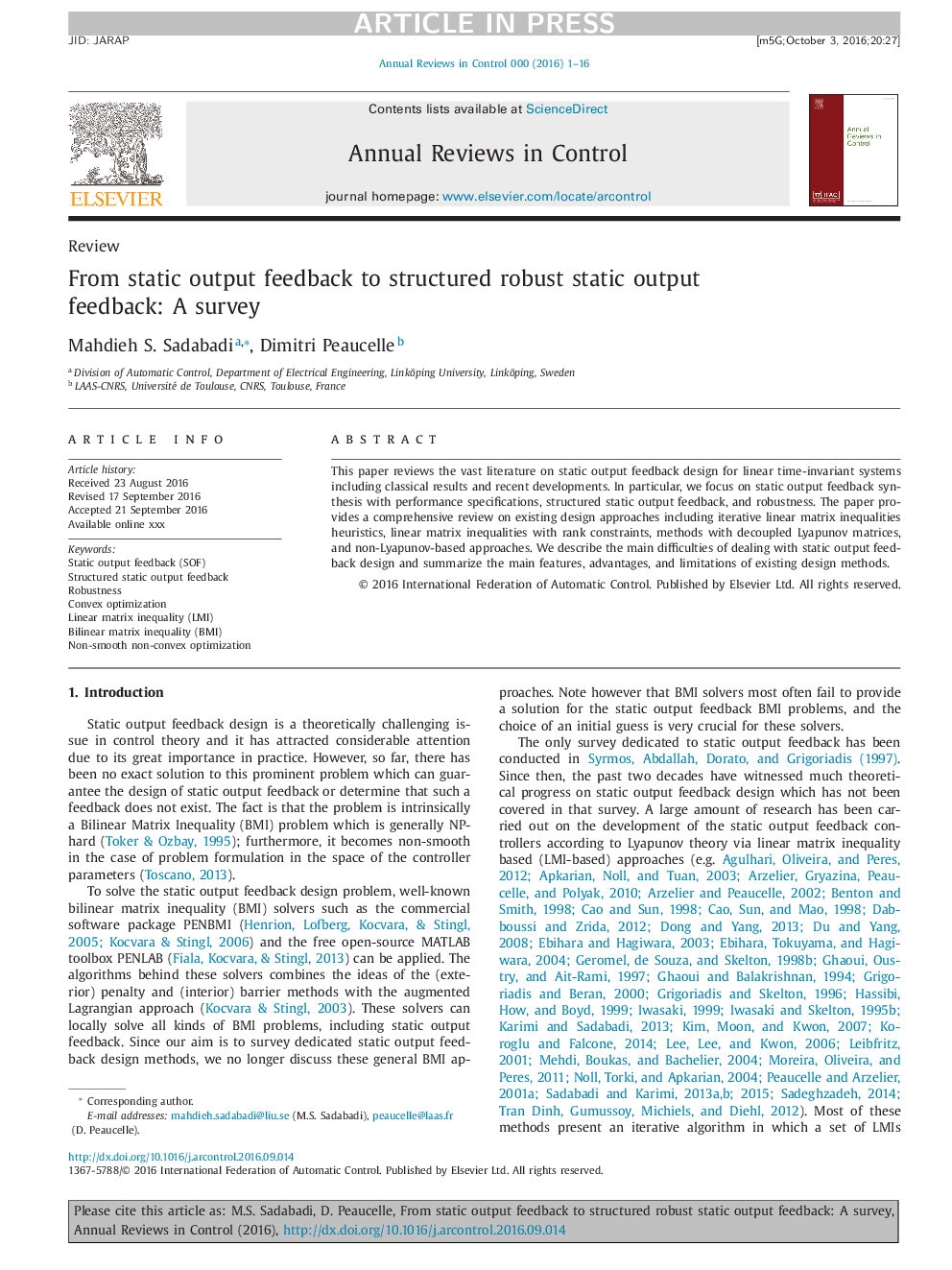 From static output feedback to structured robust static output feedback: A survey