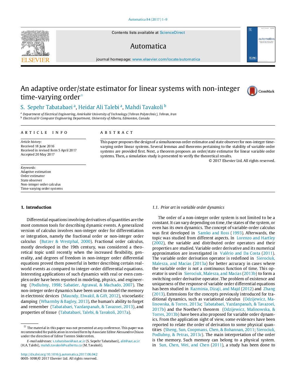 An adaptive order/state estimator for linear systems with non-integer time-varying order