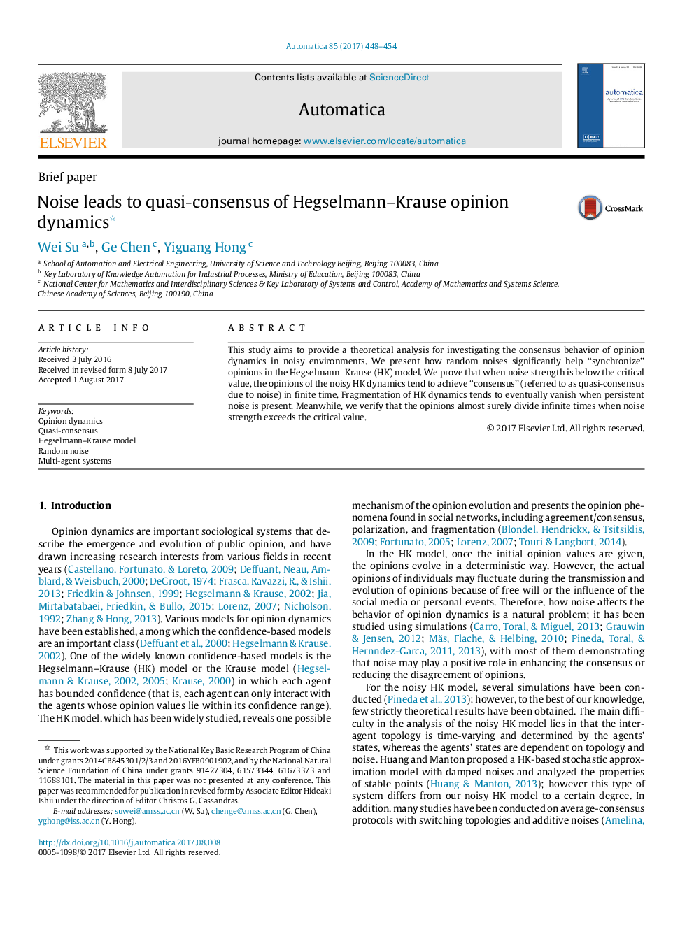 Noise leads to quasi-consensus of Hegselmann-Krause opinion dynamics