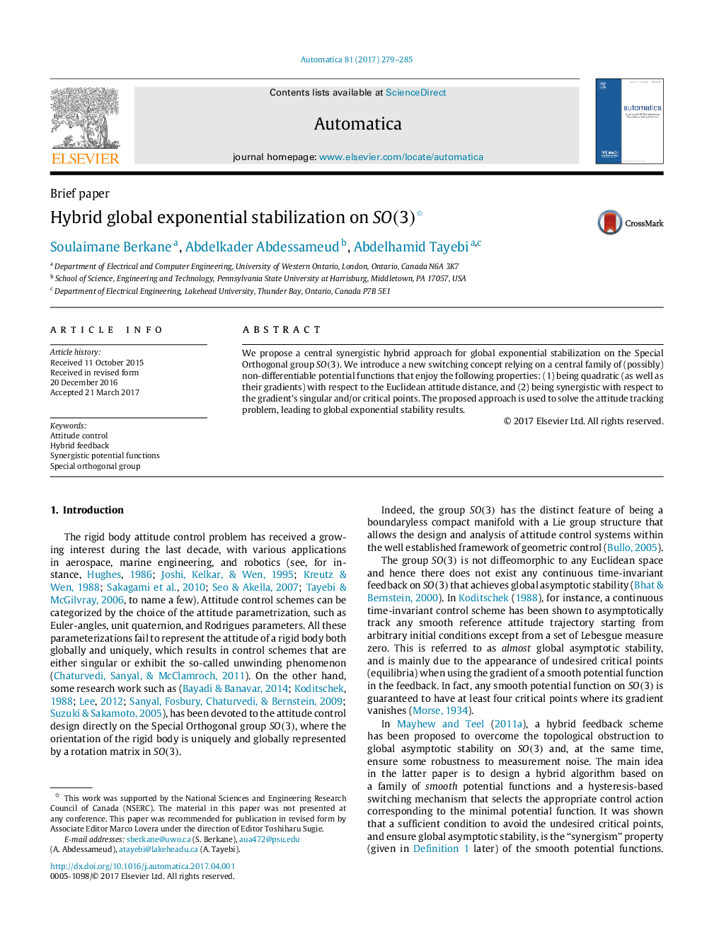 Hybrid global exponential stabilization on SO(3)