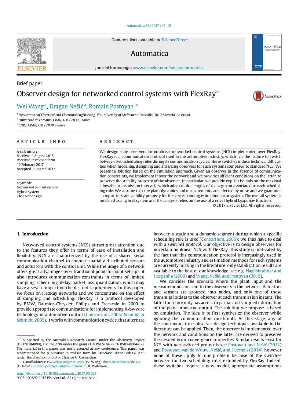 Observer design for networked control systems with FlexRay