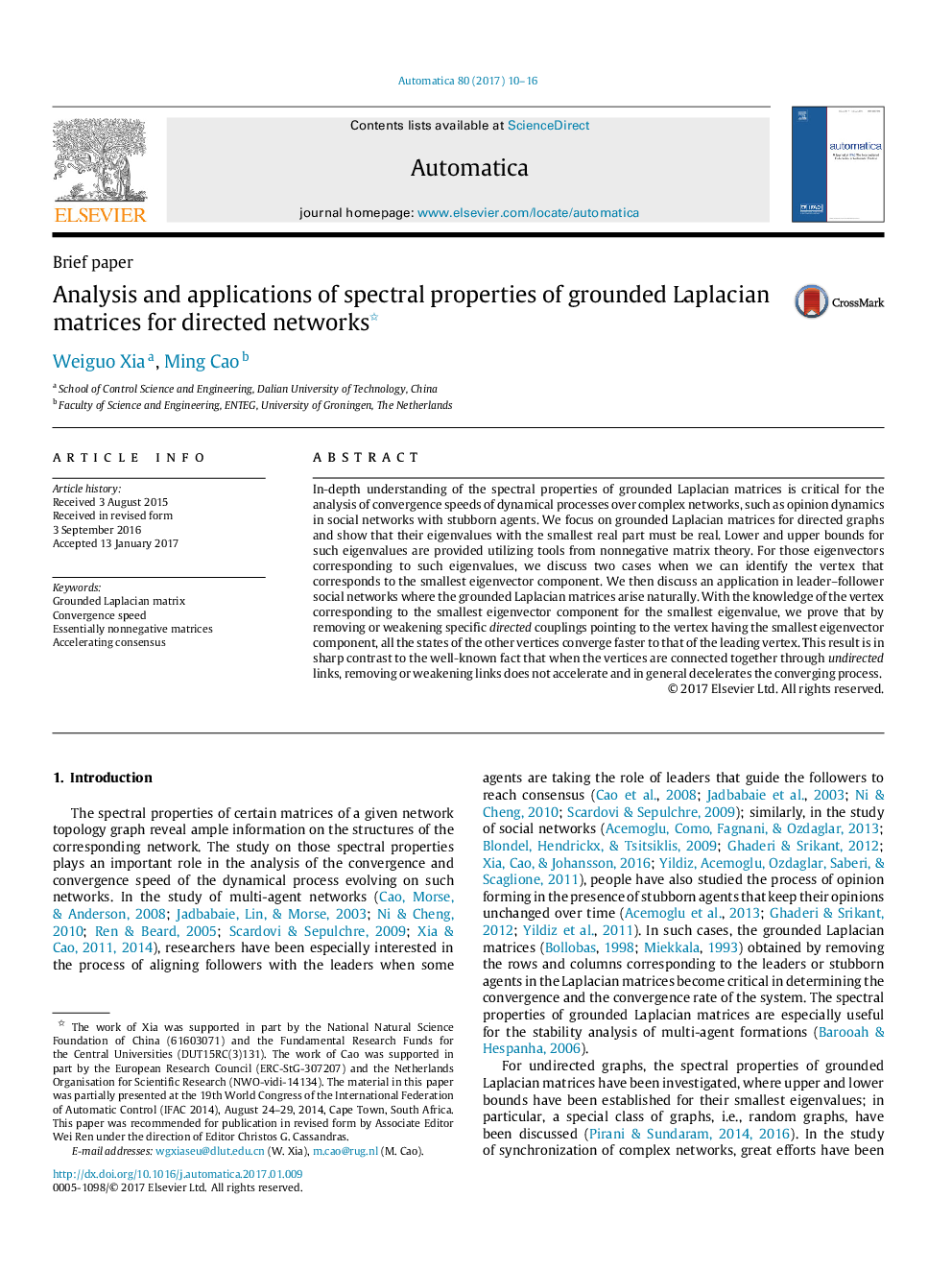 Analysis and applications of spectral properties of grounded Laplacian matrices for directed networks