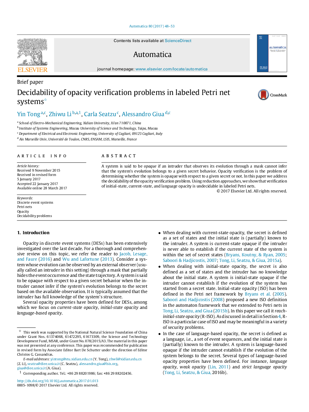 Decidability of opacity verification problems in labeled Petri net systems