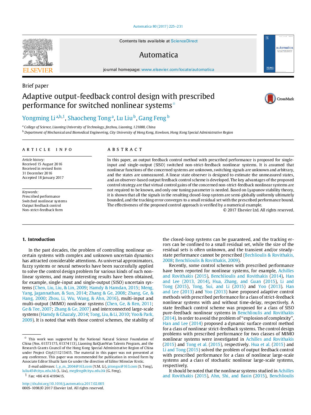 Adaptive output-feedback control design with prescribed performance for switched nonlinear systems