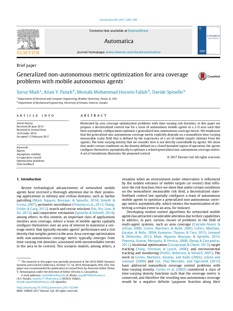 Generalized non-autonomous metric optimization for area coverage problems with mobile autonomous agents