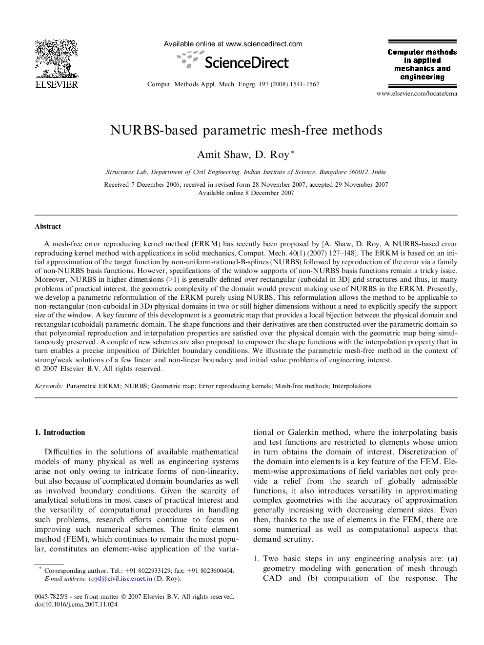 NURBS-based parametric mesh-free methods