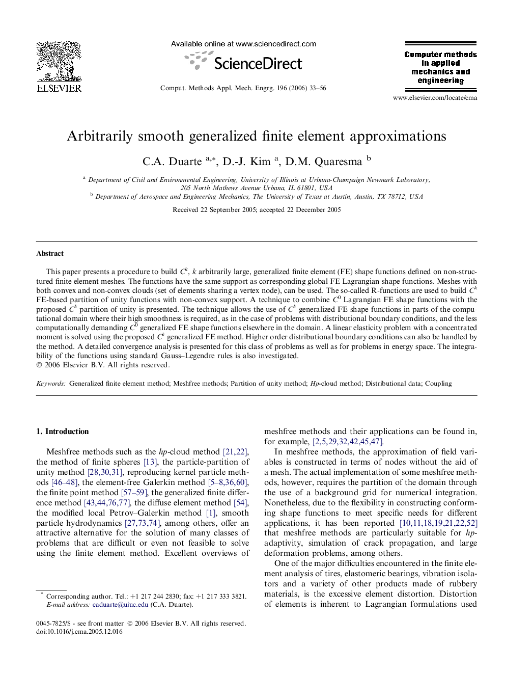 Arbitrarily smooth generalized finite element approximations