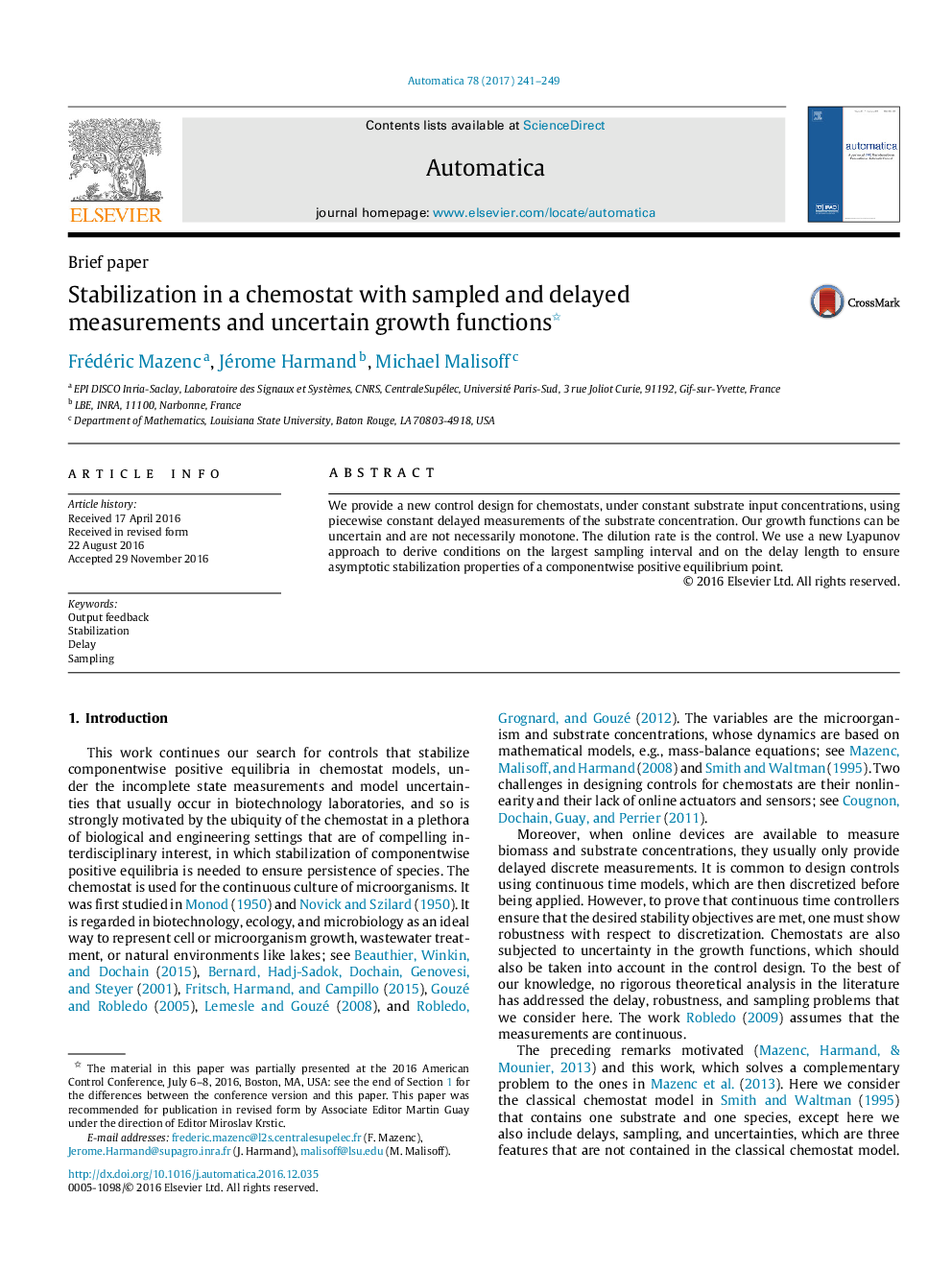 Stabilization in a chemostat with sampled and delayed measurements and uncertain growth functions