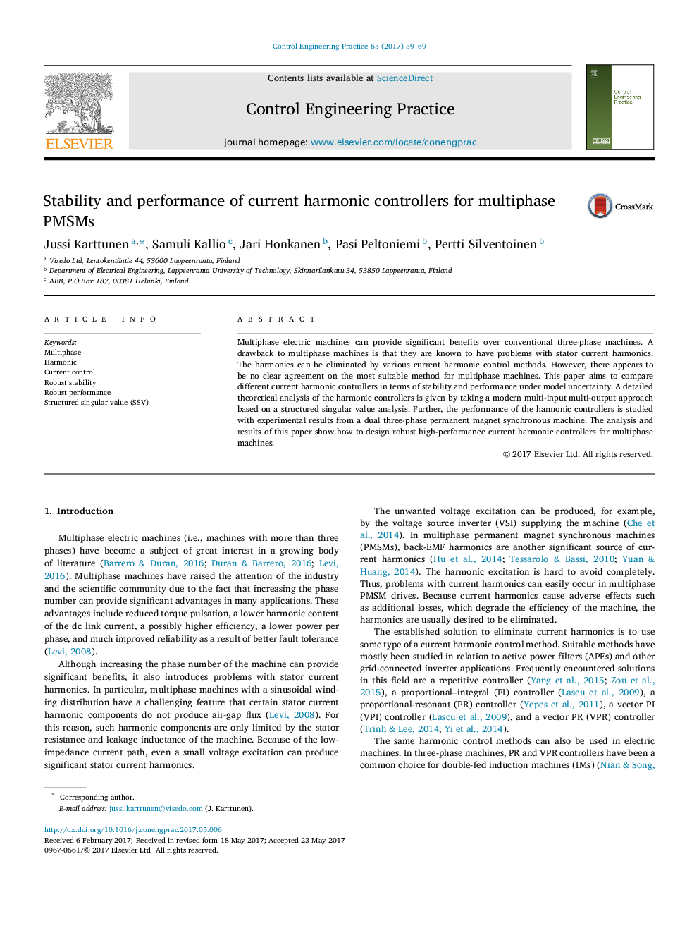 Stability and performance of current harmonic controllers for multiphase PMSMs